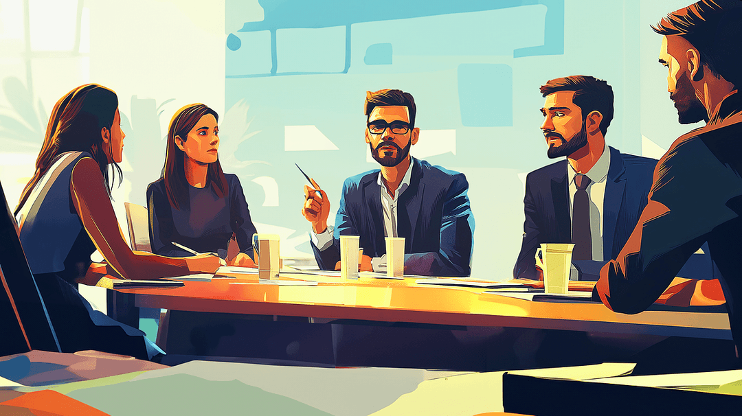 An illustration of a team making decisions